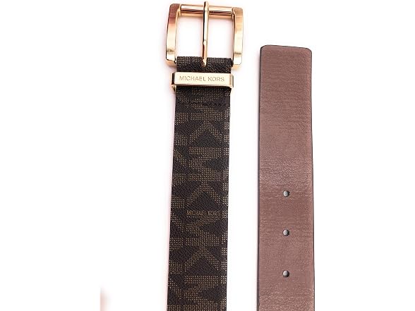 Michael Kors Women Wide Monogram Logo Buckle Belt