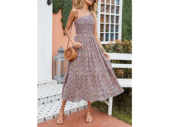 Zesica Women (S) Summer One Shoulder Midi Dresses