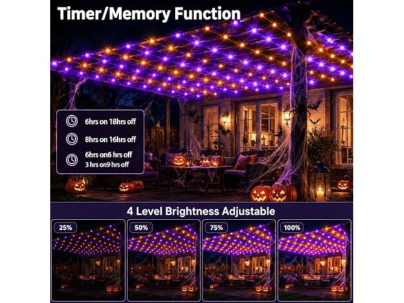Forlivese Solar Halloween Net Lights