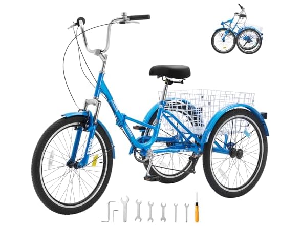 Adult Tricycles Bike, 24 Inch Three-Wheeled