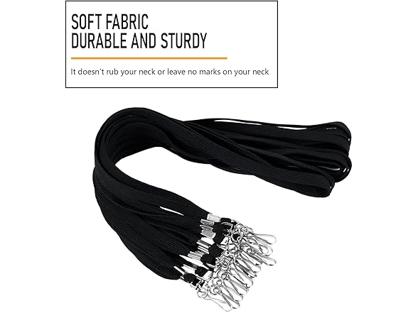 PEAKEEN Black Lanyards, 100 Pack
