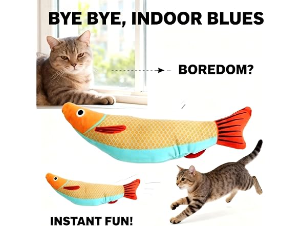 Catnip Fish Kicker Toy for Indoor Cats, 8-Inc