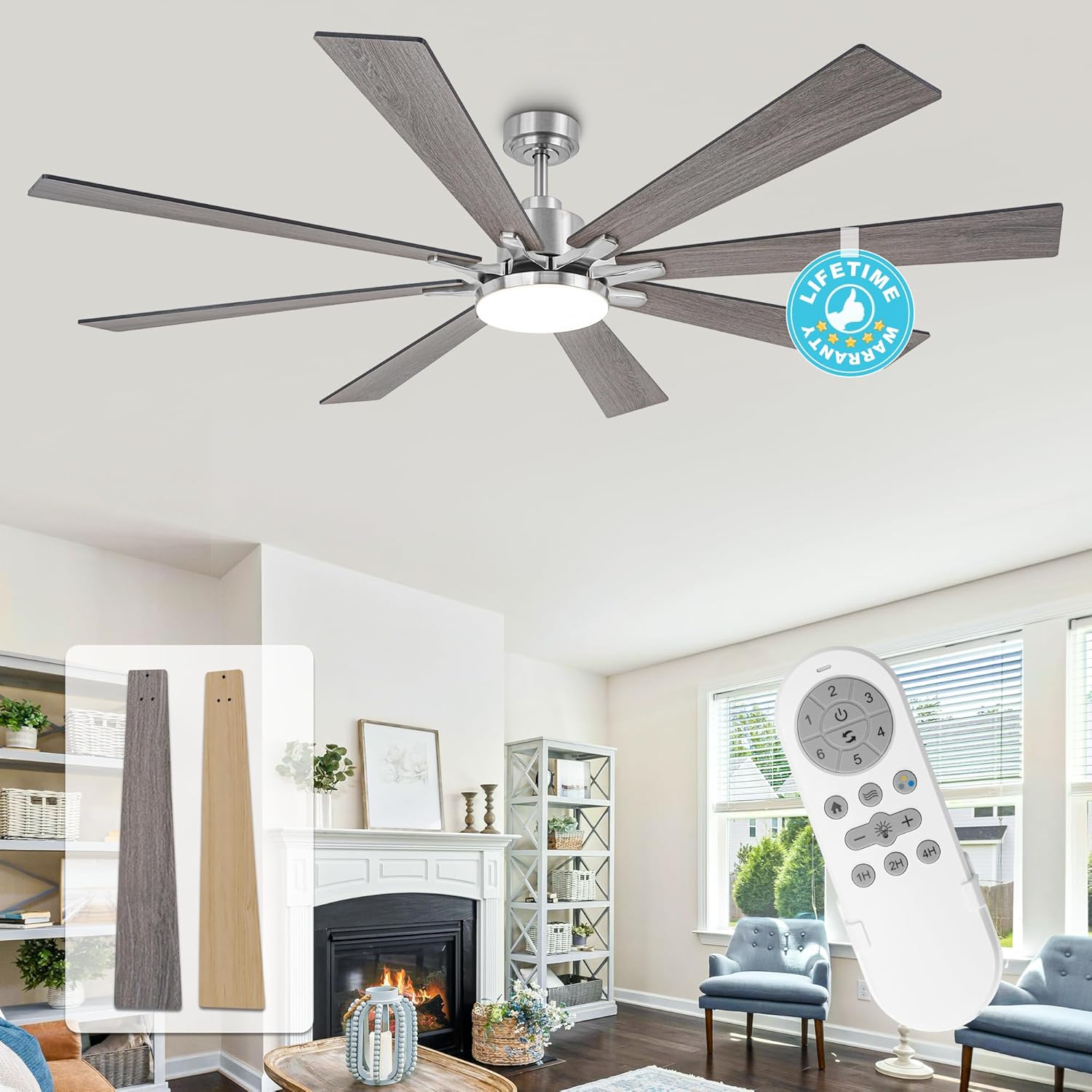 Parrot Uncle VZA01A115WH-PU 72" Ceiling Fan - Gallery 13