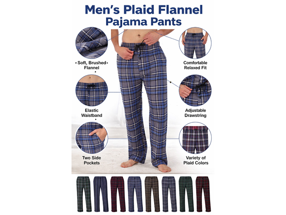 (4PK) Men's Cotton Flannel Pajama Pants