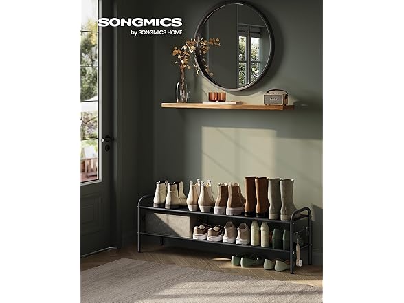SONGMICS Shoe Rack, 2-Tier Shoe Rack Fabric Shoe Shelf