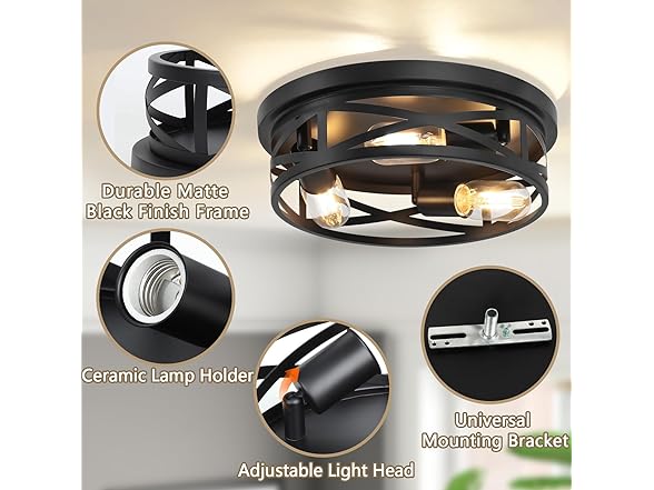 Bosceos B0DHH1HP3L 13 Inch Ceiling Light 2-Pack