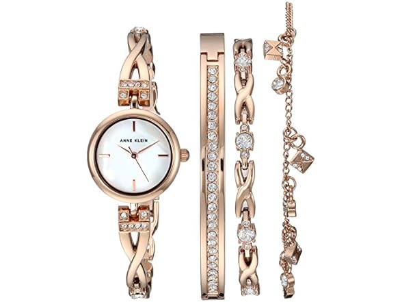 Anne Klein Women Rose Gold Watch & Bracelet Set
