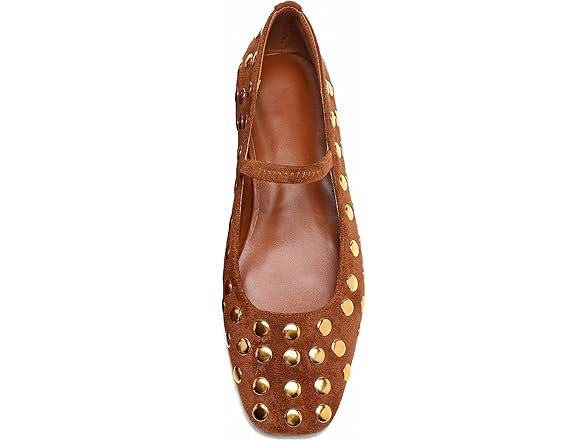Yellhum brown stud ballet flats