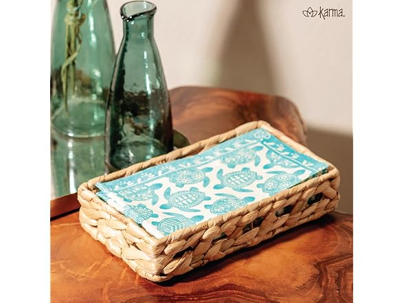 Woven Napkin Holder with Paper Napkin Set, Leopard