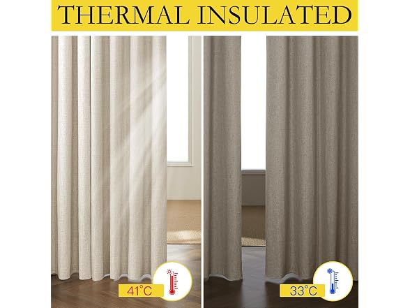 NICETOWN 100% Blackout Linen Curtains