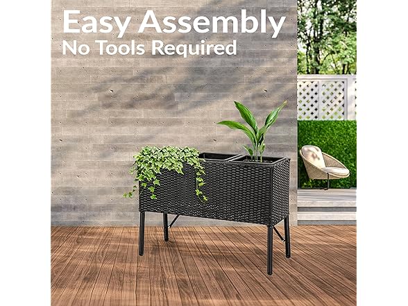 Sunnydaze 3-Section Wicker Raised Planter Box