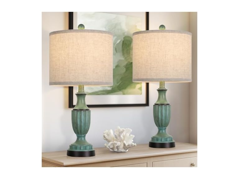TOBUSA Table Lamp Green 2 Pack