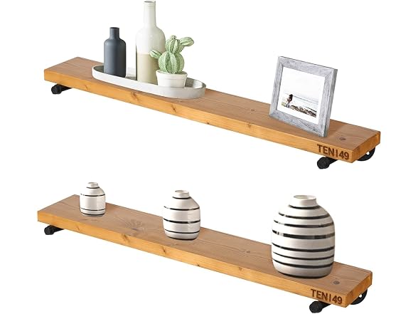 TEN49 Wood Shelves 36in Walnut 2-Pack