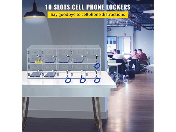 Cell Phone Storage Locker, 10 Slots Acrylic