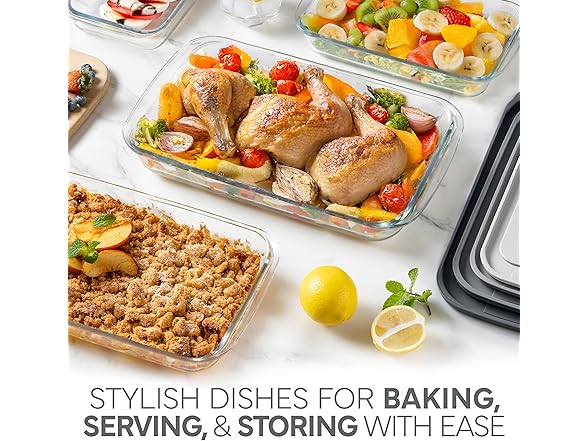 8 Pc Glass Baking Dish Set with Lids
