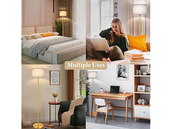 TOBUSA 65‘’ Gold Floor Lamp with 3-Color LED Bulb