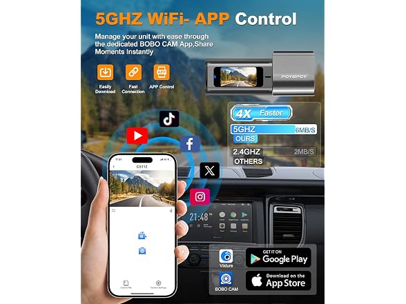 POYBPCY Dash Cam Front and Rear 4K