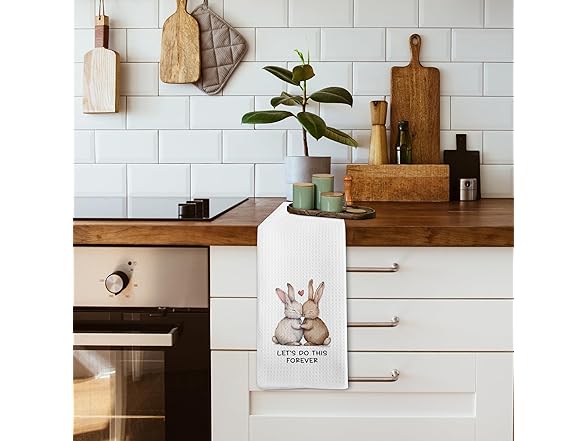 Valentines Easter Bunny Kitchen Towels