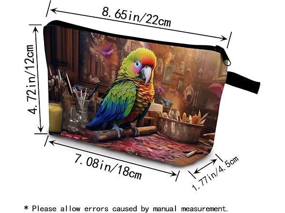 YULUENZE Parrots Pattern Makeup Bag