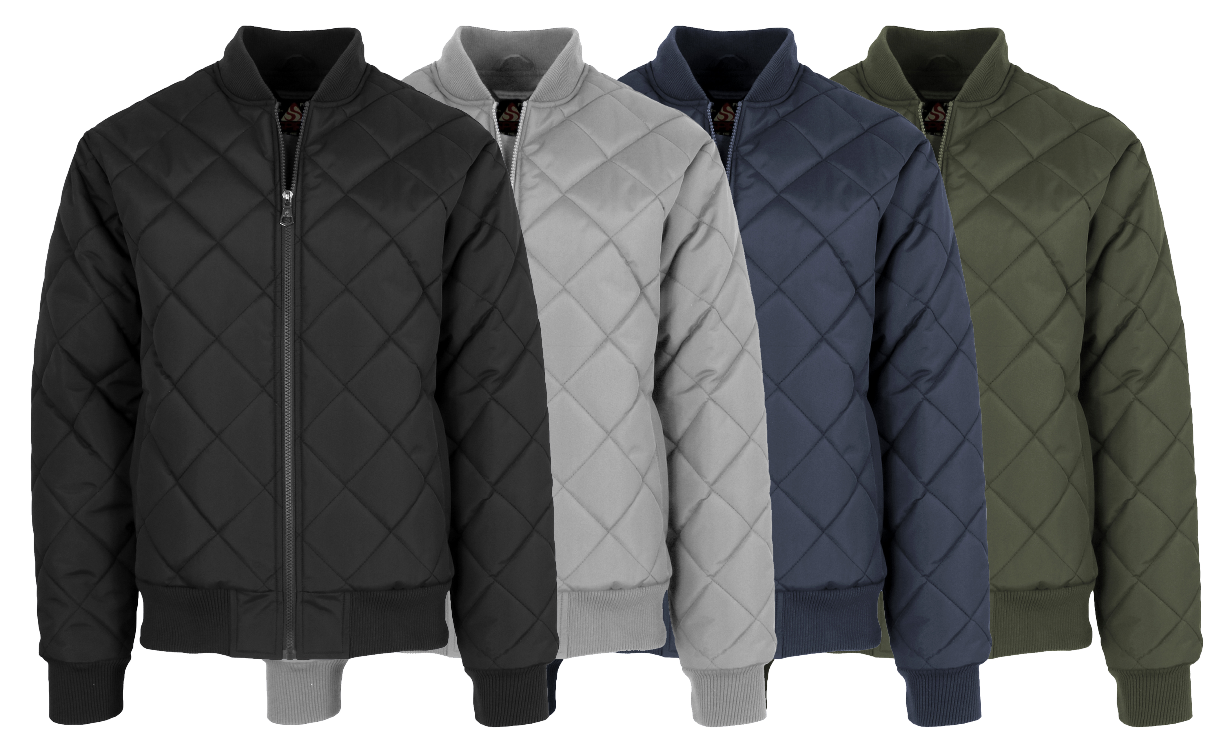 Mens Heavyweight Quilted Bomber Jacket - Gallery 11