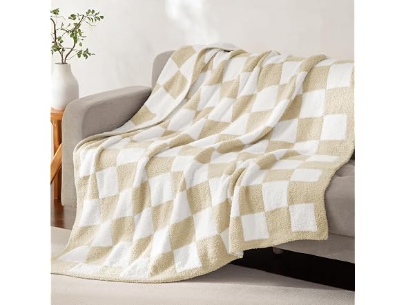 Whale Flotilla Checkered Knit Blanket