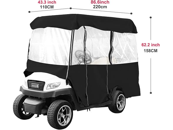 Golf Cart Enclosure 86'', 4-Person Golf Cart