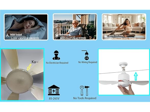 YoYuZJ Ceiling Fan with Light E26/E27