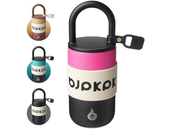 13oz Travel Coffee Mug With Lid And Handle,Pink And Black