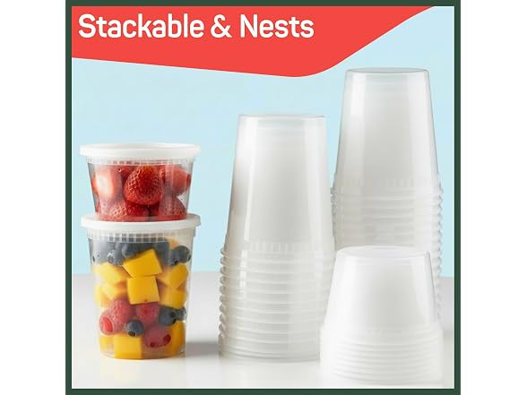 Plastic Deli Containers with Lids 32 oz (Pack of 24)