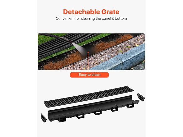 Trench Drain System, Channel Driveway-5Pack
