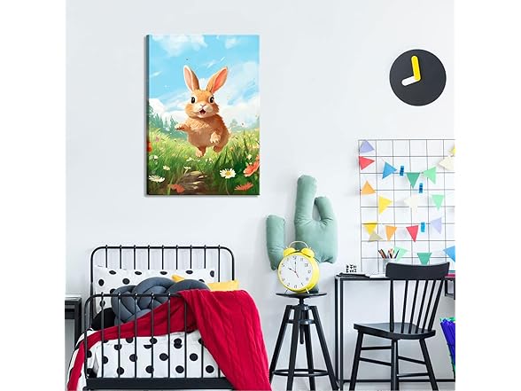 Nursery Cute Bunny Canvas Wall Art