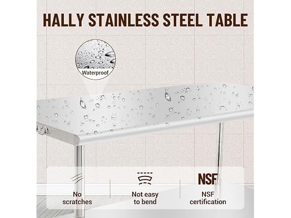 Stainless Steel Prep & Work Table, 72x30in