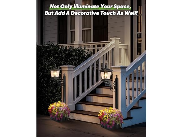 35in Solar Lamp Post Light with Planter 2 Pack