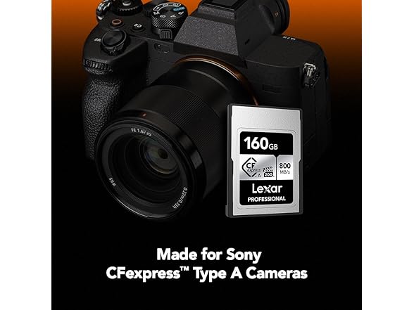 Lexar 160GB Professional CFexpress Type A SILVER Series Memory Card, Compatible with Sony Cameras w/ Type A Card Slot, Up to 800/700 MB/s Read/Write, 8K Video, VPG 200 (LCAEXSL160G-RNENG) (Open Box)