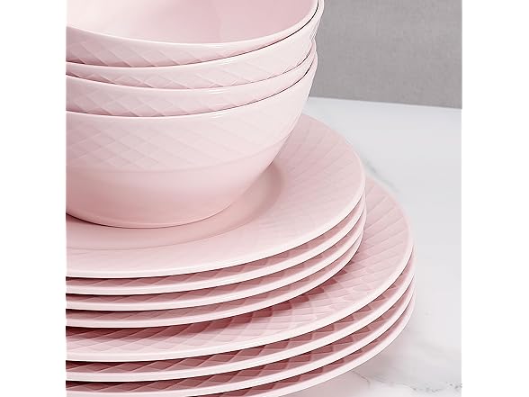 Miksa Trellis Pink Bone China Service for 4