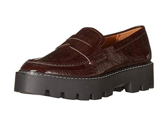 Franco Sarto Womens Chunky Loafer, Burgundy, 8