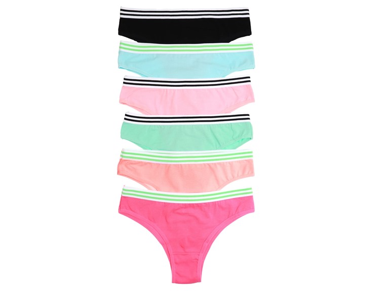 Angelina G3306_STRIPES_6_US Small (0-2) Low Rise Bikini with Stripes Waistband Stripes (6 Pack)