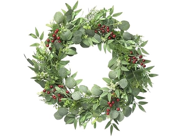 Softflame Artificial Eucalyptus Wreath, 24"