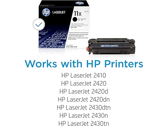 HP Original 11X Black High-Yield Toner Cartridge | Works LaserJet 2410, 2420, 2430 Series | Q6511X (Open Box)