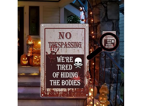 Halloween Metal Signs 12x8 2Pcs