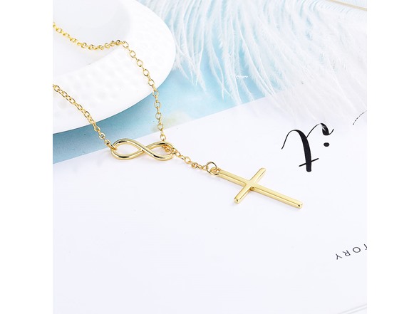 Lariat Infinity Cross Pendant Necklace