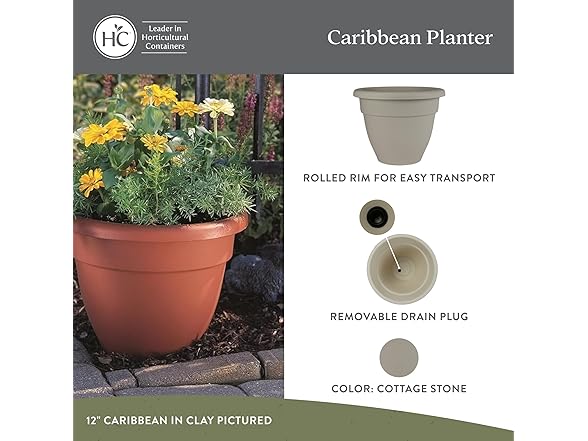 HC Planter 8in Stone 4pk