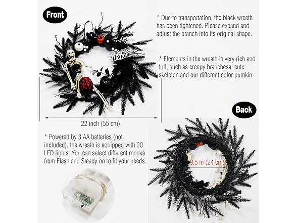 VOELIGT 22 Inch Halloween Wreaths