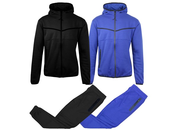 Galaxy Men's Tech Fleece Hoodie & Jogger 2-Piece Tracksuit Set - Heat Seal Zipper, S-4XL, Loose Fit