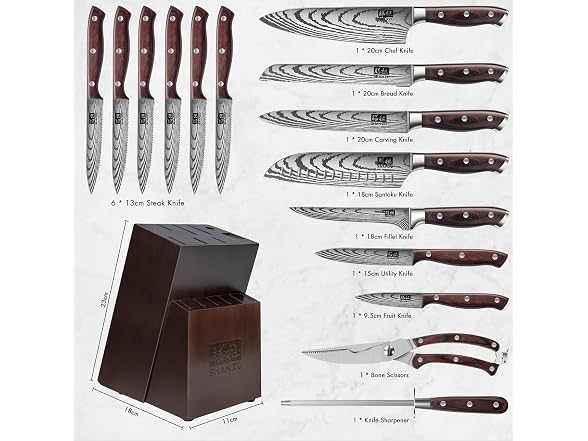SHAN ZU 16 Pc Japanese Knife Set
