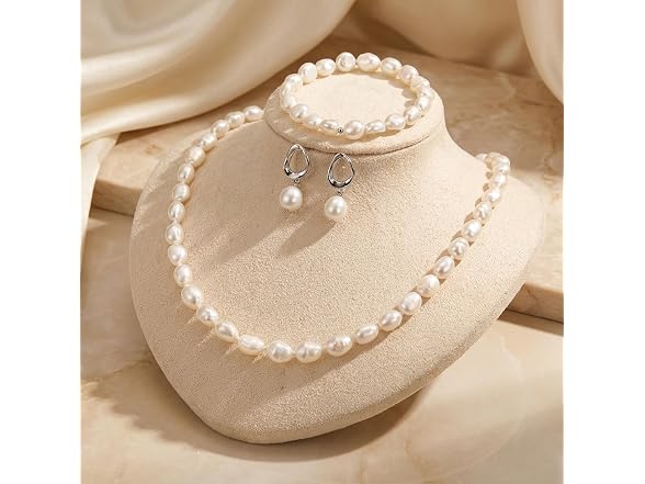 BAMIKI 8-9MM Cultured Pearl Necklace Set