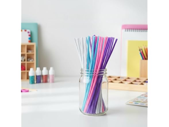 Fun Express Pastel Chenille Stems, Bulk 100 Pc