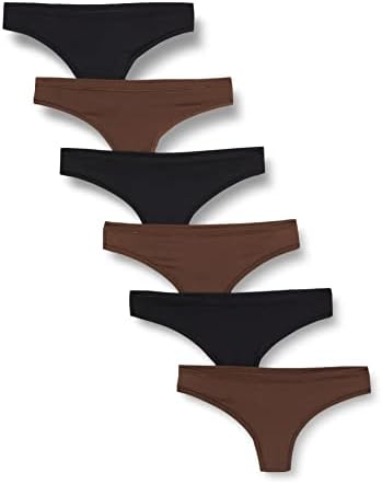 Amazon Essentials Women's Microfiber Underwear (Hipster & Thong, Available in Plus Size), Pack of 6, Black/Rich Hazel, Small