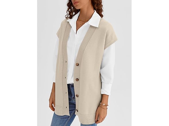 Lillusory V Neck Long Cardigan Vest