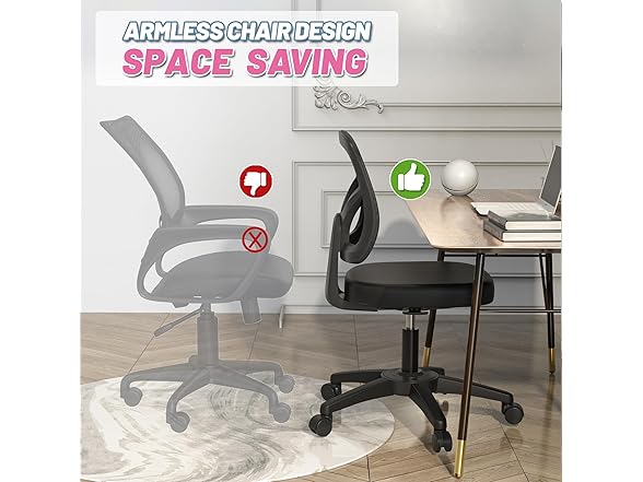 KIZECK Armless Mesh Small Office Computer Desk Chair